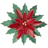 16.25" Large Red And Green Metal Poinsettia Christmas Wall Hanging
