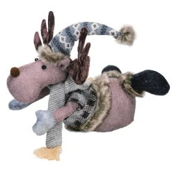 15" Laying Moose Plush Christmas Tabletop Figurine
