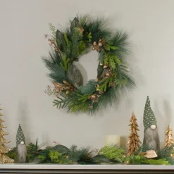 Leaves, Berry And Cedar Artificial Christmas Wreath - 20-Inch, Unlit