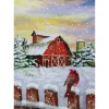 Led Back Lit Snowy Sunset Barn Scene Christmas Wall Art 15.75" X 12"