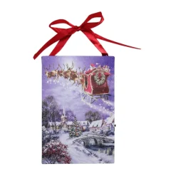 6" Led Fiber Optic Christmas Tree And Santa Sleigh Wall Art Decor