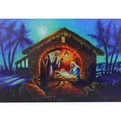 Led Fiber Optic Lighted Nativity Scene Christmas Wall Art 15.75" X 23.5"