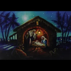 Led Fiber Optic Lighted Nativity Scene Christmas Wall Art 15.75