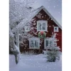 Led Fiber Optic Lighted Red Snowy Barn House Christmas Wall Art 15.75" X 12"