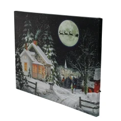 Led Fiber Optic Lighted Santa Claus Coming To Town Christmas Wall Art 15.75" X 12"