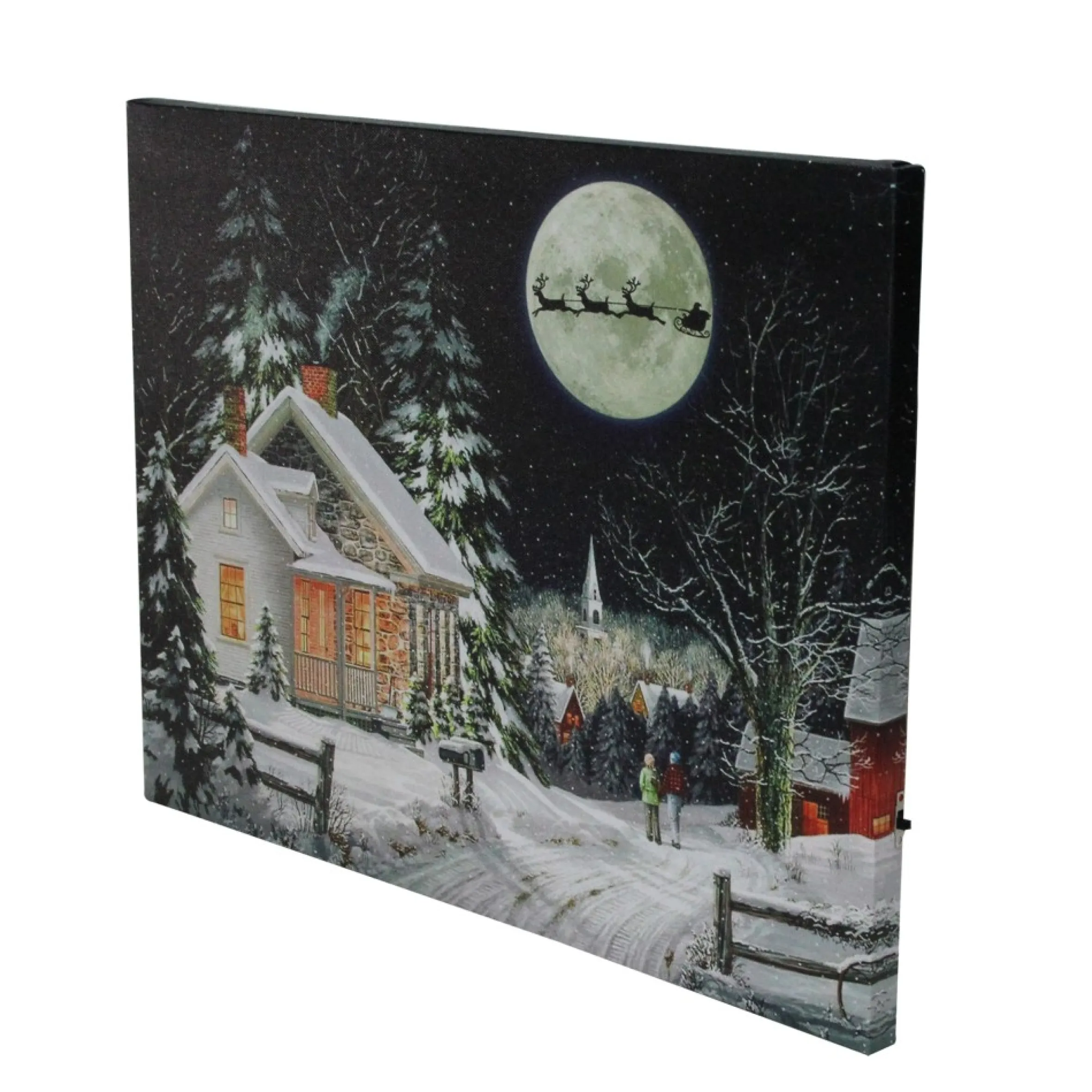 Led Fiber Optic Lighted Santa Claus Coming To Town Christmas Wall Art 15.75" X 12"