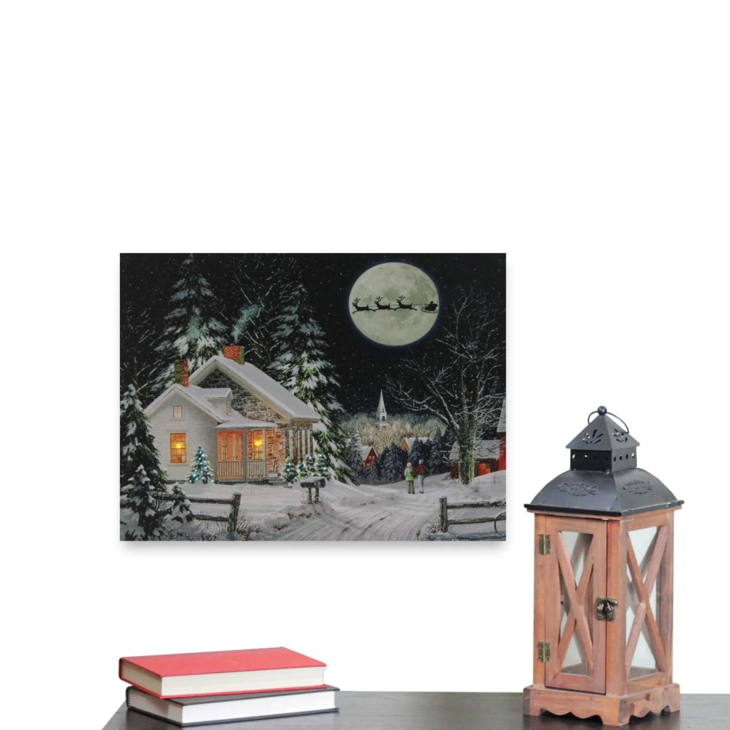 Led Fiber Optic Lighted Santa Claus Coming To Town Christmas Wall Art 15.75" X 12"