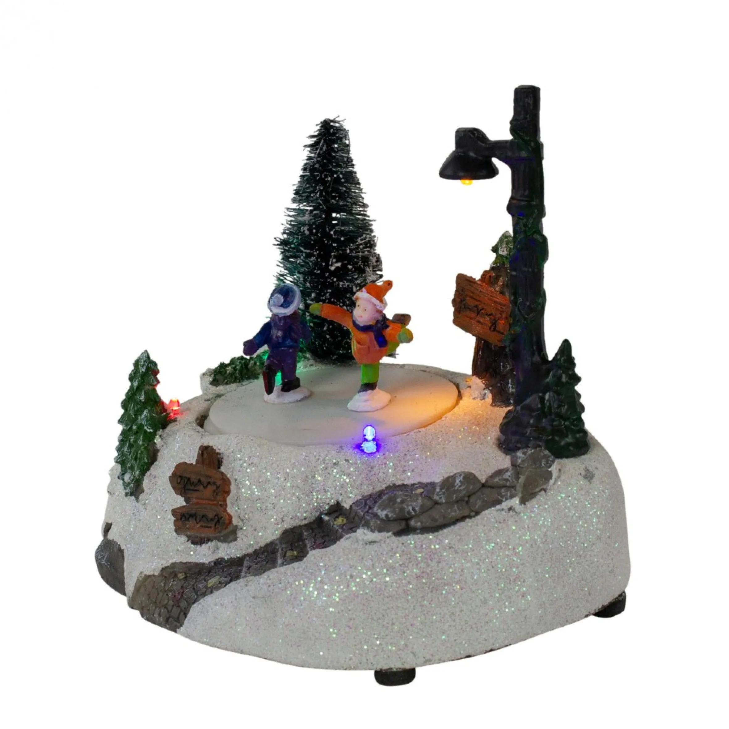 5.5" Led Lighted Animated And Musical Christmas Skating Village Display Piece