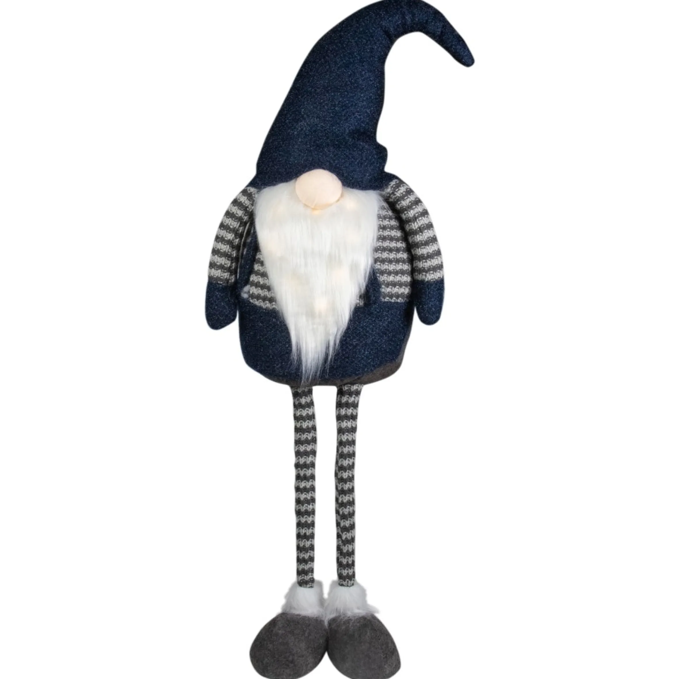 41" Led Lighted Blue And Gray Extendable Gnome Christmas Figure