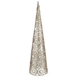 23.5" Led Lighted B/O Gold Glittered Wire Sunburst Christmas Cone Tree - Warm White Lights