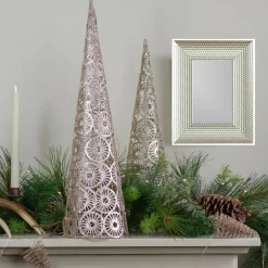 23.5" Led Lighted B/O Gold Glittered Wire Sunburst Christmas Cone Tree - Warm White Lights