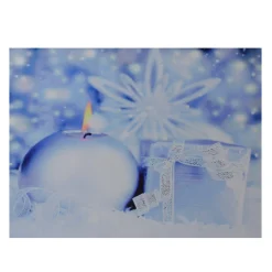 Led Lighted Candle And Gift Wintry Scene Christmas Canvas Wall Art 12" X 15.75"