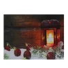 Led Lighted Candle Lantern In The Wintry Outdoors Christmas Canvas Wall Art 12" X 15.75"