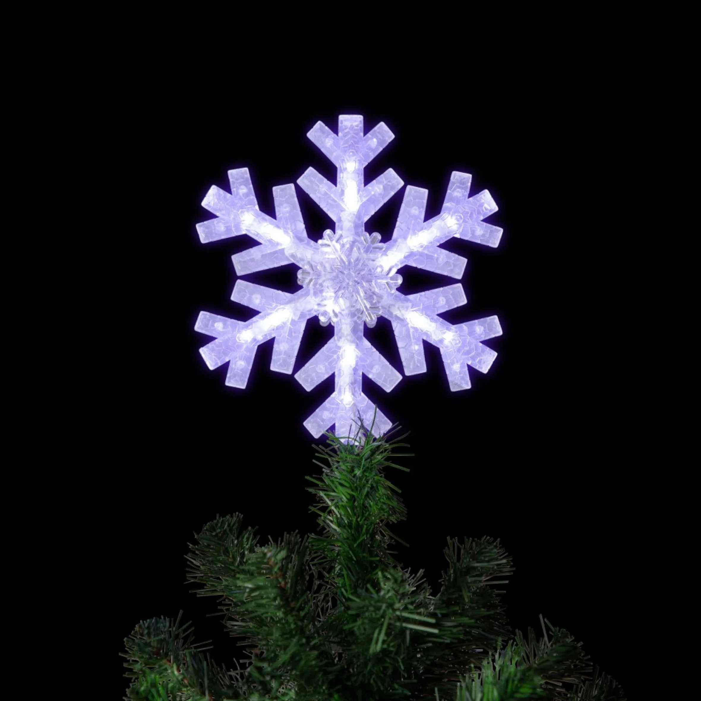 14.75" Led Lighted Clip-On Snowflake Christmas Tree Topper, White Lights