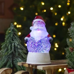 7" Led Lighted Color Changing Santa Christmas Snow Globe