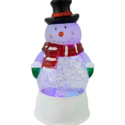 7" Led Lighted Color Changing Snowman Christmas Glittering Snow Dome