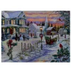 Led Lighted Fiber Optic Snowy Christmas Village Canvas Wall Art 11.75" X 15.75"