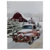 Led Lighted Fiber Optic Truck With Tree Christmas Canvas Wall Art 15.75" X 11.75"