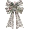 23" Led Lighted Frosted Rattan Christmas Bow Decoration