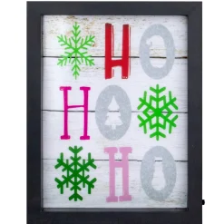 9" Led Lighted "Ho, Ho, Ho" With Snowflakes Christmas Wall Art