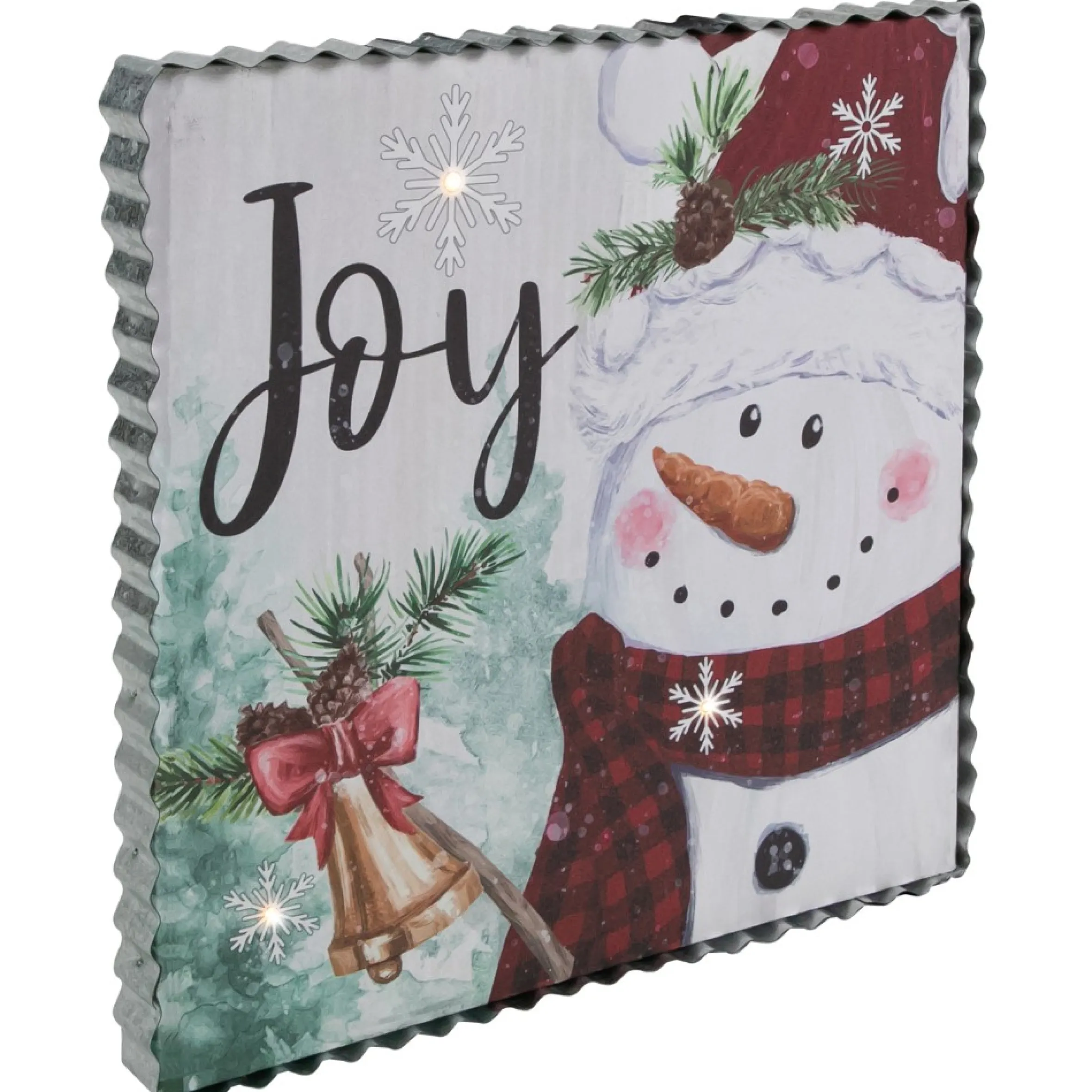 12" Led Lighted 'Joy' Snowman Christmas Canvas Wall Art