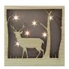 9.75" Led Lighted Male Deer With Antlers Stars Lighted Christmas Wooden Box