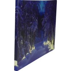 Led Lighted Nighttime In The Woods Winter Scene Canvas Wall Art 15.75