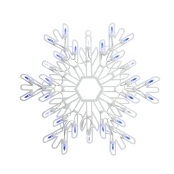 16" Led Lighted Pure White And Blue Snowflake Christmas Window Silhouette Decoration