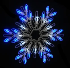 15" Led Lighted Pure White And Blue Snowflake Christmas Window Silhouette Decor