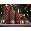Led Lighted Red And Gold Christmas Candles Display Canvas Wall Art 11.75" X 15.75"