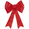 16" Led Lighted Red Burlap Bow Christmas Decoration With Color Changing Lights