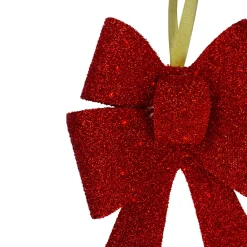 19" Led Lighted Red Tinsel Bow Christmas Decoration