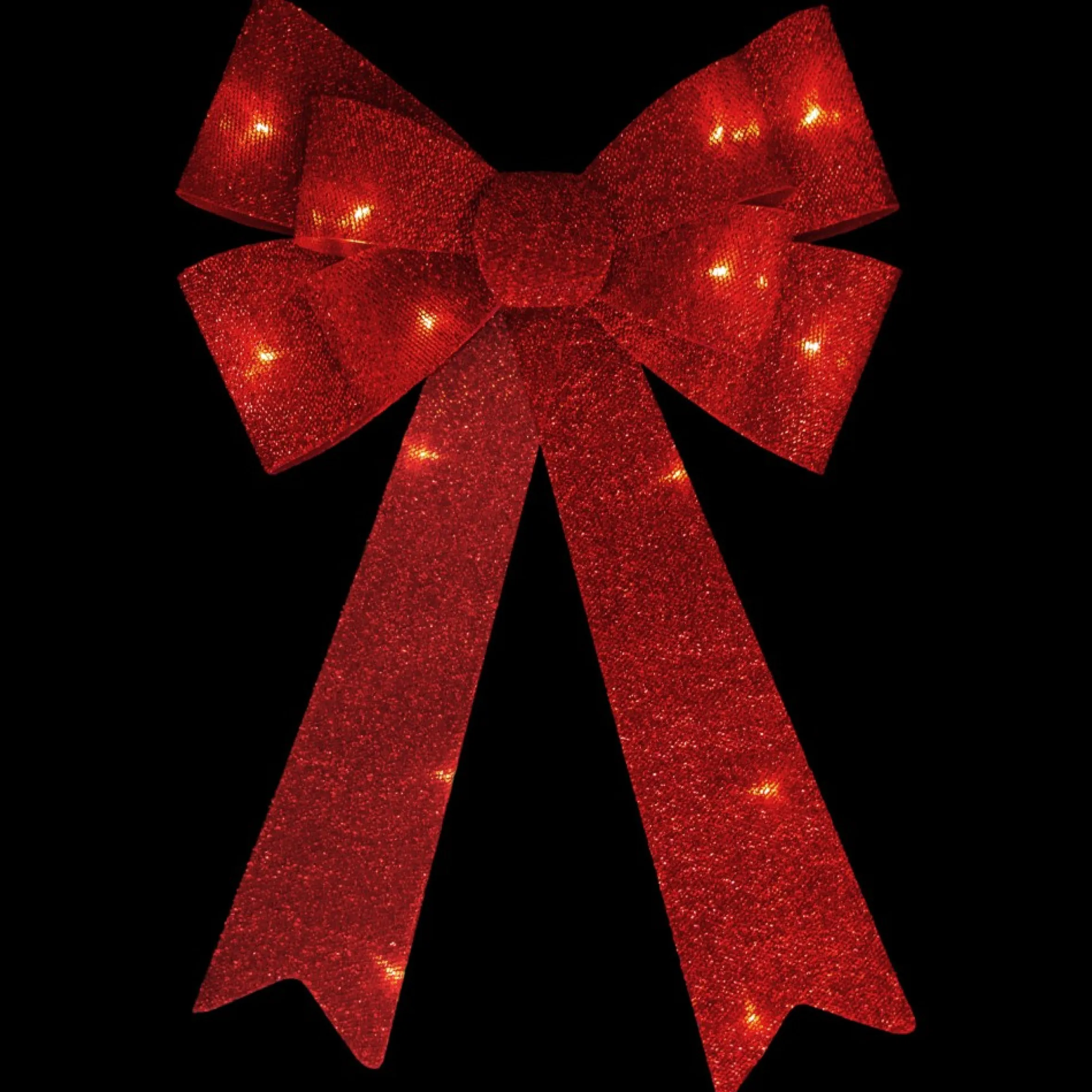 24" Led Lighted Red Tinsel Bow Christmas Decoration