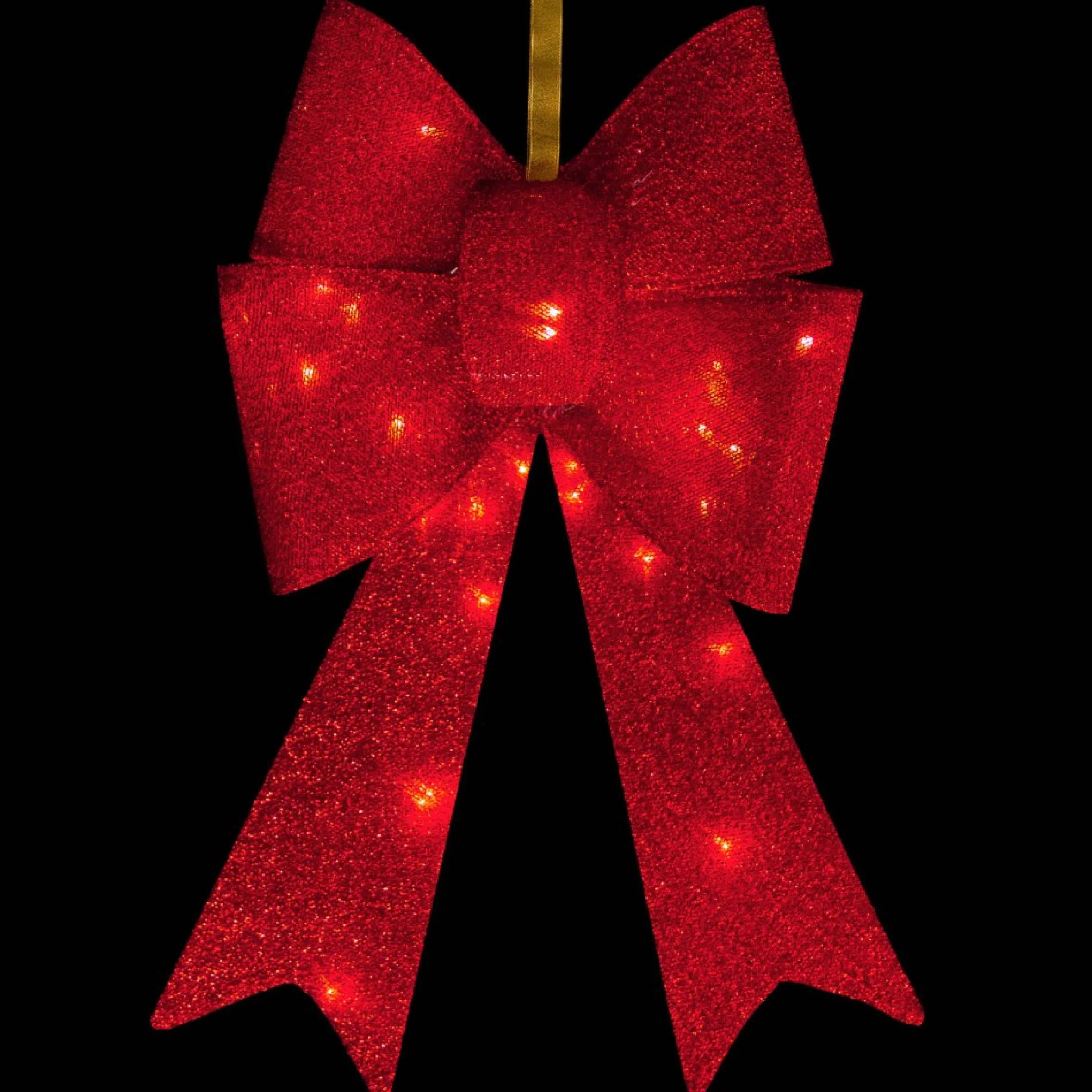 26" Led Lighted Red Tinsel Bow Christmas Decoration