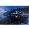 23.75" Led Lighted Rustic Lodge Cabin On The Lake Canvas Wall Art