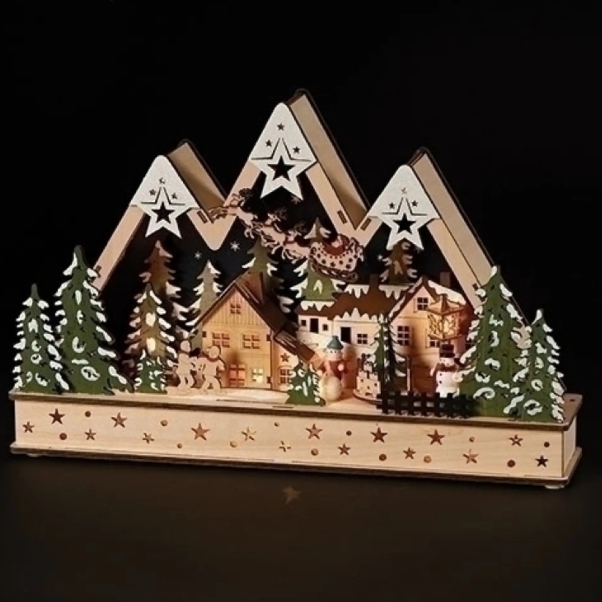 17.75" Led Lighted Santa Flying Over Sled Christmas Village Decoration