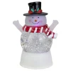 5.75" Led Lighted Snowman With Holly And Berries Top Hat Christmas Snow Globe