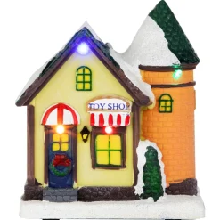 5" Led Lighted Snowy Toy Shop Christmas Village Display Piece