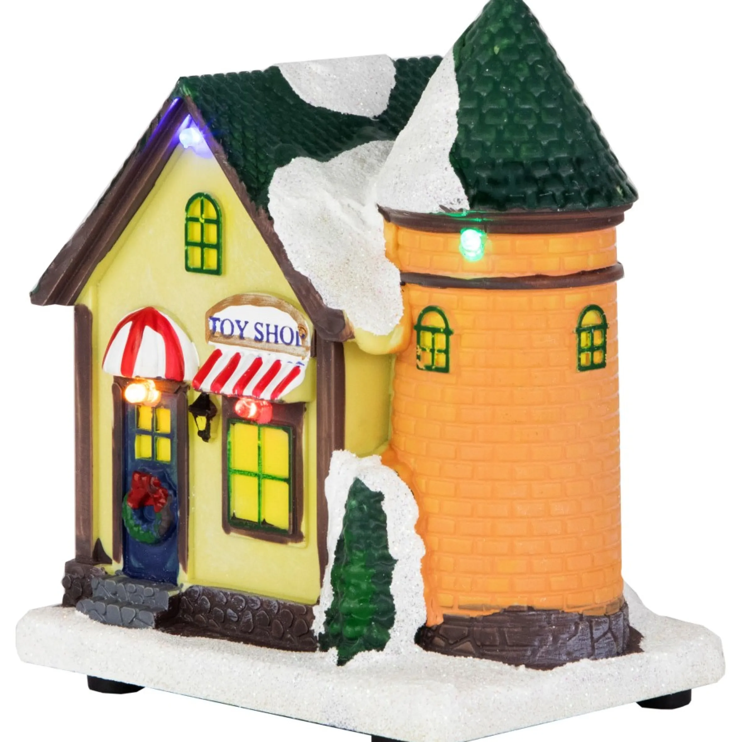 5" Led Lighted Snowy Toy Shop Christmas Village Display Piece