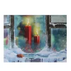 Led Lighted Snowy Window Pane And Candles Christmas Canvas Wall Art 12" X 15.75"