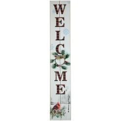 31.75" Led Lighted Welcome Sign With Cardinal Christmas Sign