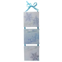 15.5" Led Lighted Winter Blue "Magic Christmas Season" Snowflake Wall Art Decoration