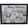 Lighted Black And White Winter Scene Merry Christmas Canvas Wall Art 11.75" X 15.75"