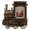 6.75" Lighted Black Train Christmas Snow Globe With Santa