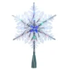 11" Lighted Blue And Clear Snowflake Christmas Tree Topper, Multicolor Led Lights
