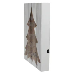 11.75" Lighted Brown Tree "Have Yourself A Merry Little Christmas" Wall Plaque