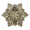 8.5" Lighted Brown Wooden Snowflake Christmas Tree Topper - Clear Lights
