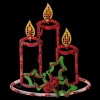 16.5" Lighted Candles With Holly And Berry Christmas Window Silhouette