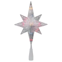 11" Lighted Clear 8 Point Star Of Bethlehem Christmas Tree Topper - Multicolor Lights