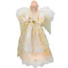 16.5" Lighted Cream And Gold Angel Christmas Tree Topper - Clear Lights